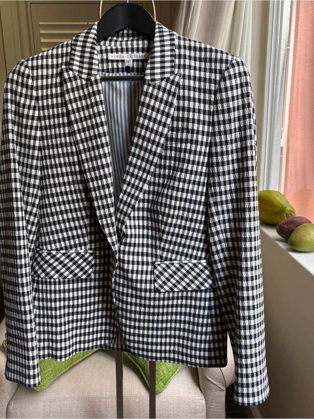 Veronica Beard cutaway Dickey Black and White Gingham Blazer